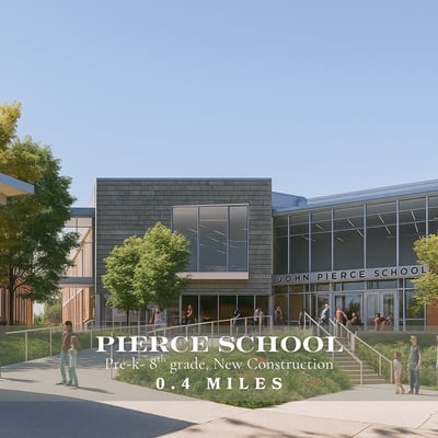 Pierce School in Brookline; a top-rated public school located near 58 Kent Street luxury condos, ideal for families seeking quality education within walking distance in Brookline Village.